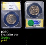 Proof ANACS 1960 Franklin Half Dollar 50c Graded pr63 By ANACS