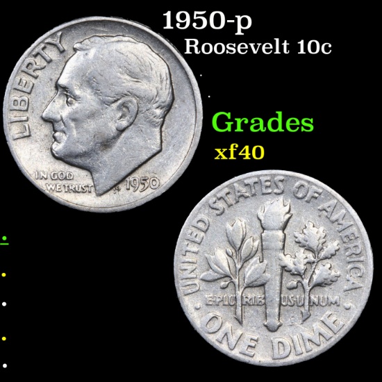 1950-p Roosevelt Dime 10c Grades xf