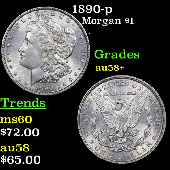 1890-p Morgan Dollar $1 Grades Choice AU/BU Slider+