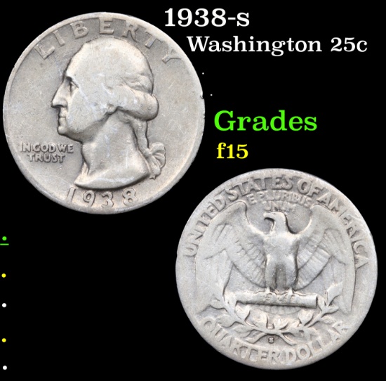 1938-s Washington Quarter 25c Grades f+
