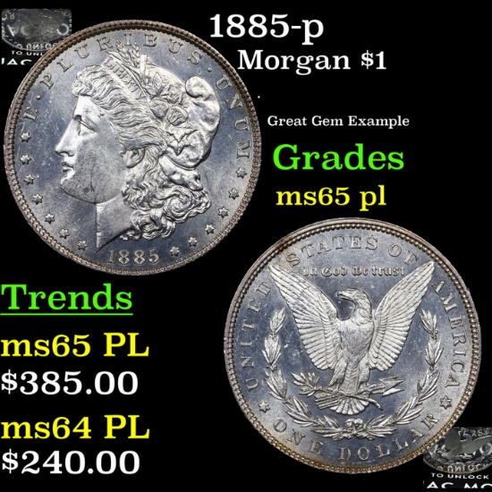 1885-p Morgan Dollar $1 Grades GEM Unc PL