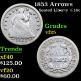 1853 Arrows Seated Liberty Half Dime 1/2 10c Grades vf+