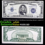 1934C $5 Blue Seal Silver Certificate Intresting Serial # 55637777 Grades xf+