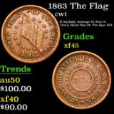 1863 The Flag Civil War Token 1c Grades xf+