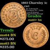 1863 Charnley 1c Civil War Token 1c Grades Select+ Unc BN