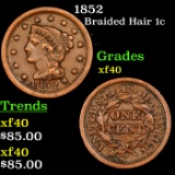 1852 Braided Hair Large Cent 1c Grades xf