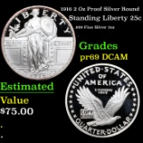 Proof 1916 2 Oz Proof Silver Round Standing Liberty Quarter 25c Grades GEM++ Proof Deep Cameo