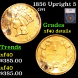1856 Upright 5 Gold Dollar TY-III $1 Graded xf40 details By SEGS