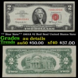 ** Star Note** 1963A $2 Red Seal United States Note Grades AU Details