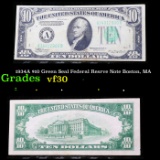 1934A $10 Green Seal Federal Resrve Note Boston, MA Grades vf++