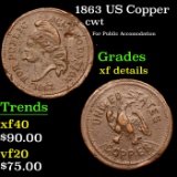 1863 US Copper Civil War Token 1c Grades xf details