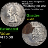 2000-p New Hampshire Mint Error Washington Quarter 25c Grades Select Unc