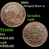 1801 Draped Bust Large Cent 1c Grades vg+