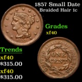 1857 Small Date Braided Hair Large Cent 1c Grades xf