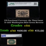 US Fractional Currency 10c Third Issue fr-1255 Washington Bust Green Reverse Graded vf35 BY PMG