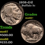 1938-d/d Buffalo Nickel 5c Grades GEM++ Unc