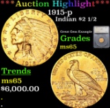***Auction Highlight*** 1915-p Gold Indian Quarter Eagle $2 1/2 Graded ms65 By SEGS (fc)