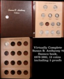Virtually Susan B. Anthyony $1 Dansco book, 1979-1981, 13 coins including 5 proofs. Missing only 198