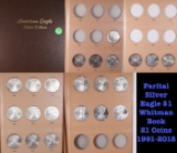 ***Auction Highlight*** Partial Silver Eagle Dollar $1 Book 21 Coins 1991-2018 (fc)