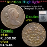 ***Auction Highlight*** 1803 Sm Date, Lg Frac Draped Bust Large Cent S-260 1c Graded vf25 By SEGS (f