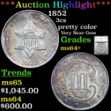 ***Auction Highlight*** 1852 Three Cent Silver 3cs Graded ms64+ By SEGS (fc)