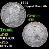 1831 Capped Bust Half Dollar 50c Grades vf++