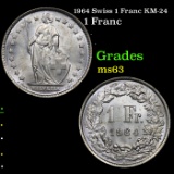 1964 Swiss 1 Franc KM-24 Grades Select Unc