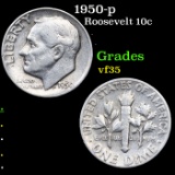 1950-p Roosevelt Dime 10c Grades vf++