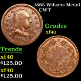 1863 Wilsons Medal Civil War Token 1c Grades xf