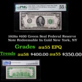 1928a $100 Green Seal Federal Reserve Note Redeemable In Gold New York, NY Graded au55 EPQ By PMG