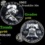 Proof 1962 Franklin Half Dollar 50c Grades GEM+ Proof