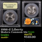 1986-d Liberty Modern Commem Half Dollar 50c Graded ms69+ By USCG