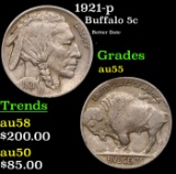 1921-p Buffalo Nickel 5c Grades Choice AU