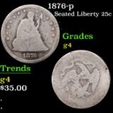 1876-p Seated Liberty Quarter 25c Grades g, good