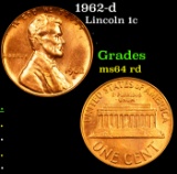 1962-d Lincoln Cent 1c Grades Choice Unc RD