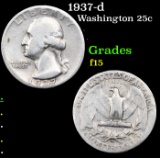 1937-d Washington Quarter 25c Grades f+