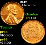 Proof 1942 Lincoln Cent 1c Grades Choice Proof Red