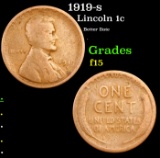 1919-s Lincoln Cent 1c Grades f+