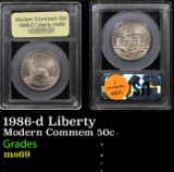 1986-d Liberty Modern Commem Half Dollar 50c Graded ms69 By USCG