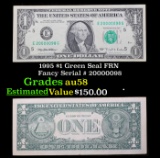 1995 $1 Green Seal FRN Fancy Serial # 20000098 Grades Choice AU/BU Slider