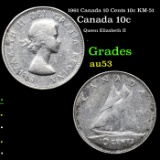 1961 Canada 10 Cents 10c KM-51 Grades Select AU