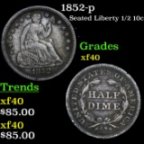 1852-p Seated Liberty Half Dime 1/2 10c Grades xf