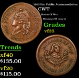 1863 For Public Accommodation Civil War Token 1c Grades vf++