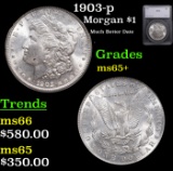 1903-p Morgan Dollar $1 Grades GEM+ Unc By SEGS