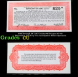 1936 Borough Of Lodi Country Of Bergen NJ $25 Depression Era Scrip Tax Anticipation Notice Specimen