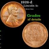 1926-d Lincoln Cent 1c Grades xf details