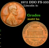 1972 DDO FS-103 Lincoln Cent 1c Grades Select Unc BN