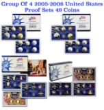 Group of 4 United States Proof Sets 2005-2008