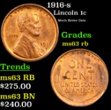 1916-s Lincoln Cent 1c Grades Select Unc RB