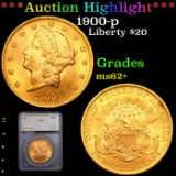 ***Auction Highlight*** 1900-p Gold Liberty Double Eagle $20 Graded ms62+ By SEGS (fc)